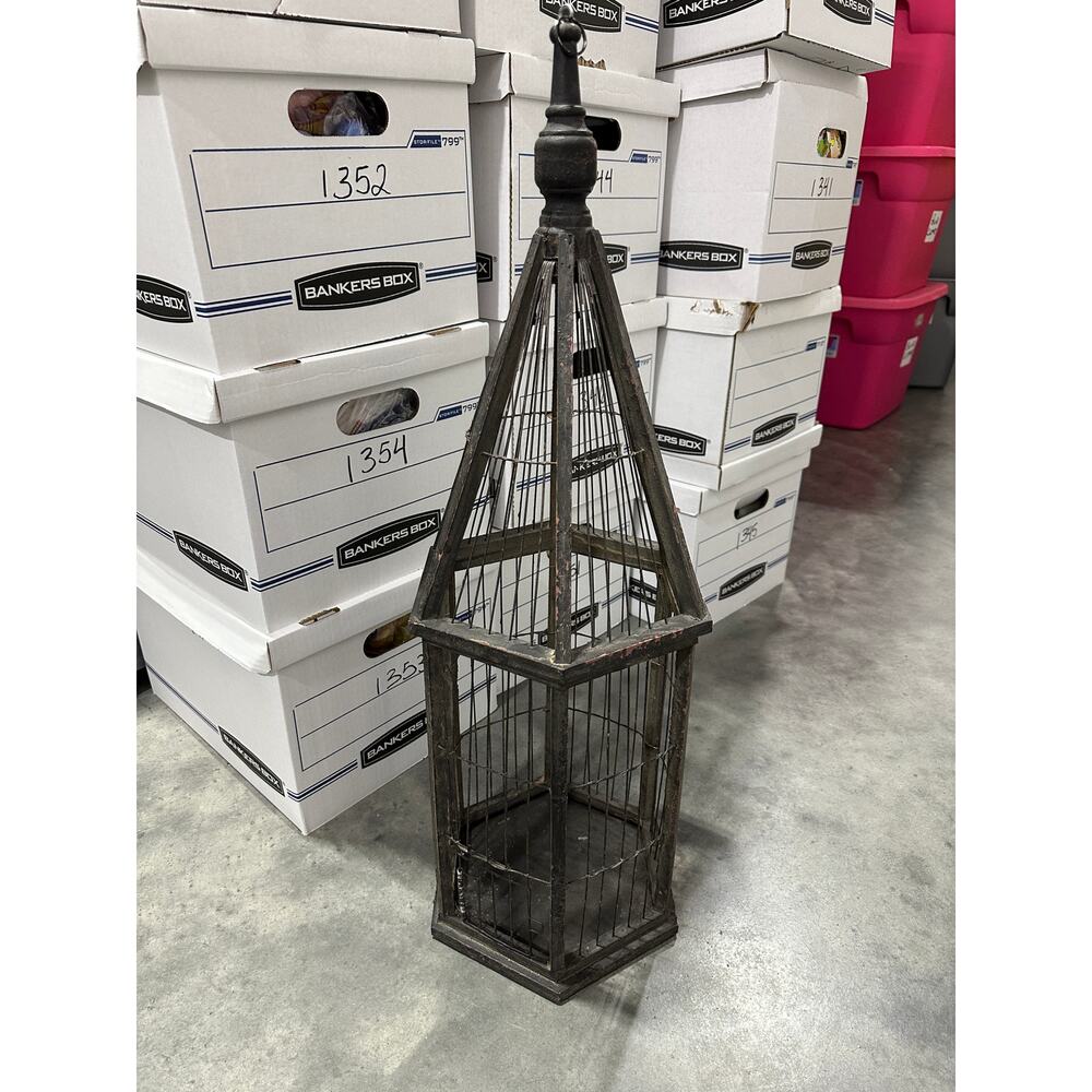 Large Tall Birdcage, 31", Dark, Gothic Design, Vintage, Aviary, ~ 251008-WH BBB